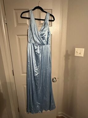 Revelry Light Blue Satin Bridesmaids Dress
